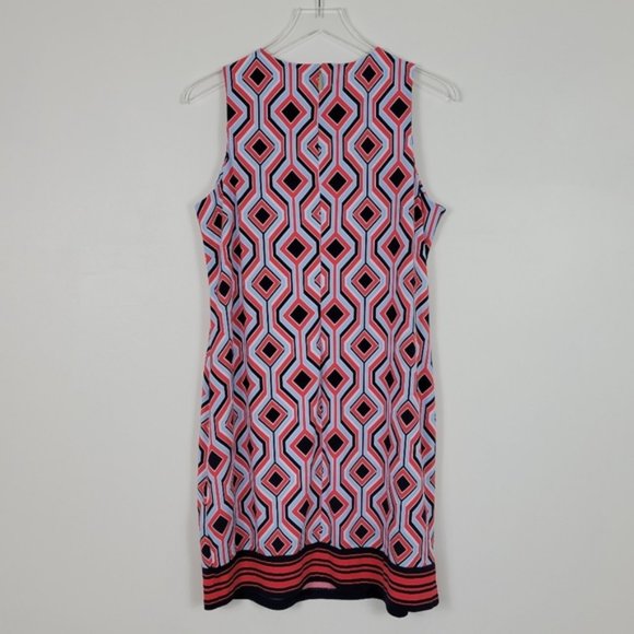Michael Kors Red Blue Geometric Sleeveless Dress - Picture 6 of 7